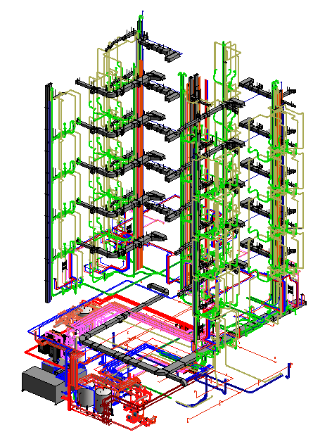 نمونه تاسیسات(MEP) مدل شده در رویت(Revit)