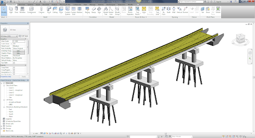 نمونه مدل وارد شده از Infrawork به رویت (Revit)